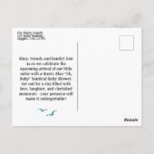 "Oh, Baby" Rustikale blaue Babydusche Postkarte (Rückseite)