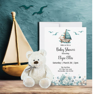 Oh, Baby! Rustikale Blaue Babyparty-Einladung Einladung