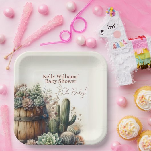 Oh, Baby! rustikale Sukkulturen & Kakti Babydusche Pappteller (Party)