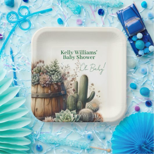 Oh, Baby! rustikale Sukkulturen & Kakti Babydusche Pappteller (Party)