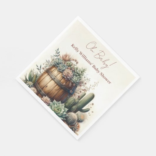 Oh, Baby! rustikale Sukkulturen & Kakti Babydusche Serviette (Ecke)