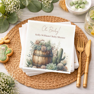 Oh, Baby! rustikale Sukkulturen & Kakti Babydusche Serviette