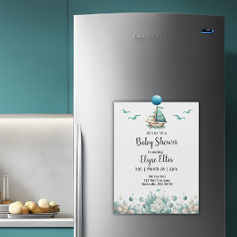 "Oh, Baby" Rustikales blaues Baby-Duschmagnet Magnetkarte