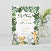 Oh Baby Safari Animal Baby Shower Einladung (Stehend Vorderseite)