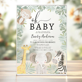 Oh Baby Safari Animal Boy's Baby Shower Acryleinladungen