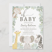 Oh Baby Safari Animal Boy's Baby Shower Einladung (Vorderseite)