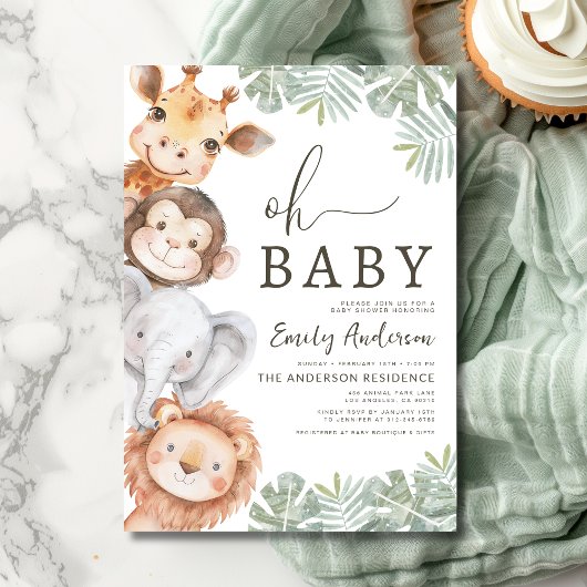 Oh Baby Safari Animal Boy's Baby Shower Einladung