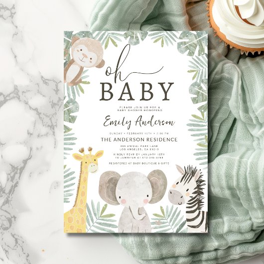 Oh Baby Safari Animal Boy's Baby Shower Einladung
