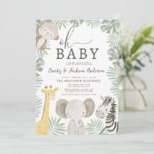 Oh Baby Safari Animal Boy's Couples Baby Dusche Einladung (Stehend Vorderseite)