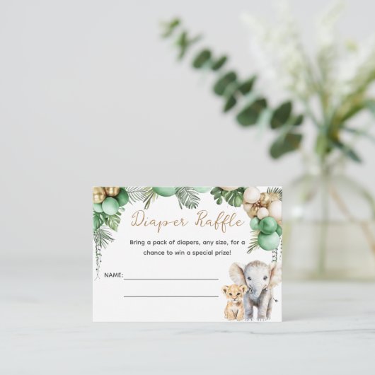 Oh Baby Safari Animal Jungle Green Baby Dusche Begleitkarte (Stehend Vorderseite)