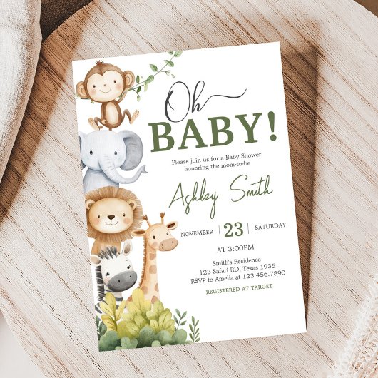 Oh Baby Safari Animals Baby Dusche Einladung