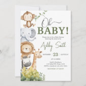 Oh Baby Safari Animals Baby Dusche Einladung (Vorderseite)