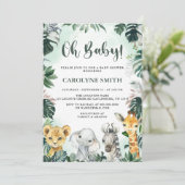 Oh Baby Safari Animals Baby Shower Einladung (Stehend Vorderseite)