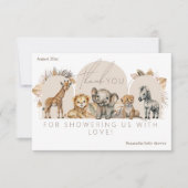 Oh Baby Safari Animals Boho Baby Dusche Dankeskarte (Vorderseite)