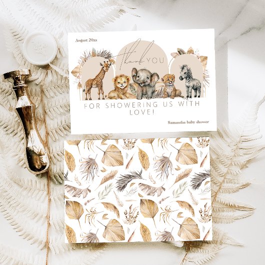 Oh Baby Safari Animals Boho Baby Dusche Dankeskarte