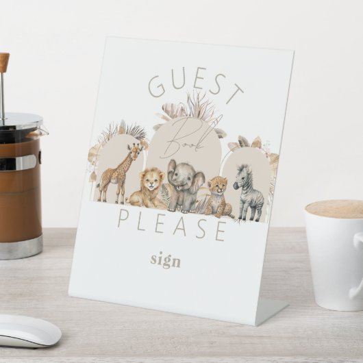Oh Baby Safari Animals Boho Baby Dusche Gästebuch Sockelschild (In SItu)
