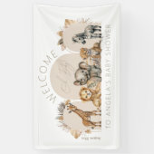 Oh Baby Safari Animals Boho Baby Dusche willkommen Banner (Vertikal)