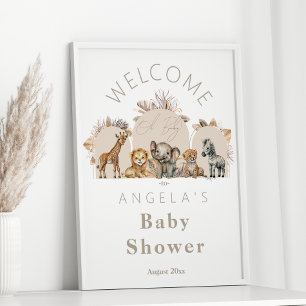 Oh Baby Safari Animals Boho Baby Dusche willkommen Poster