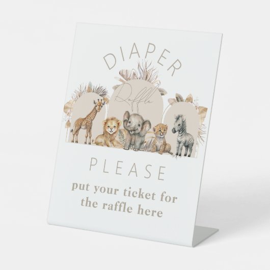Oh Baby Safari Animals Boho Baby Dusche Windel Sockelschild (Vorderseite)