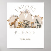 Oh Baby Safari Animals Boho Baby Shower Fovors Poster (Vorne)