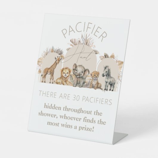 Oh Baby Safari Animals Boho Shower Schnuller Hunt Sockelschild (Vorderseite)