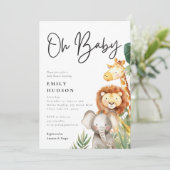 Oh Baby Safari Baby Dusche Einladung (Stehend Vorderseite)