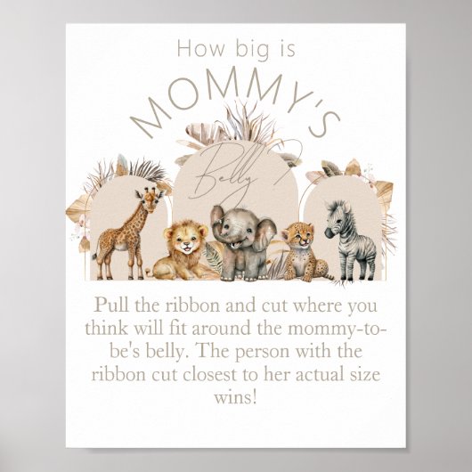 Oh Baby Safari Boho Dusche Wie groß Mama Bauchspie Poster (Vorne)
