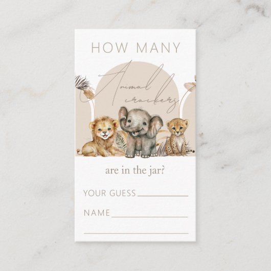 Oh Baby Safari Boho Shower Tierwracker-Spiel Begleitkarte (Vorderseite)