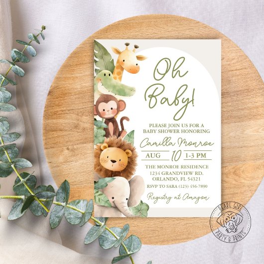 Oh Baby Safari Jungle Animal Invasion Einladung