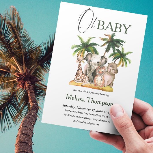 Oh Baby Safari Wild Animals Tropical Baby Shower Einladung