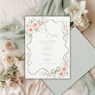 Oh Baby Sage Floralband Rahmen Baby Shower Einladung