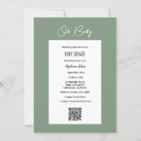 Oh Baby Sage Green Baby Dusche QR Code Skript