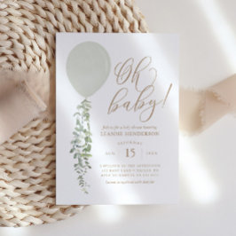 Oh Baby Sage Green Balloon Eucalyptus Baby Dusche Einladung