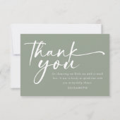 Oh Baby Sage Green Minimalistisch Baby Dusche Dankeskarte (Vorderseite)