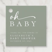 Oh Baby Sage Green Minimalistisch Baby Dusche Geschenkanhänger (Vorderseite)