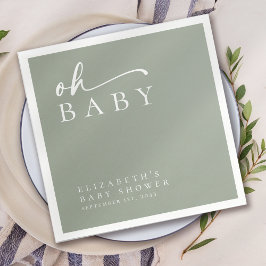 Oh Baby Sage Green Minimalistisch Baby Dusche Serviette