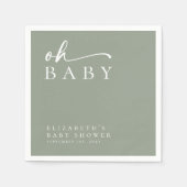 Oh Baby Sage Green Minimalistisch Baby Dusche Serviette (Vorderseite)
