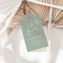 Oh Baby Sage Green Modern Baby Dusche Danke Geschenkanhänger