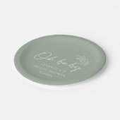 Oh Baby Sage Green Modern Baby Dusche Pappteller (Schrägansicht)