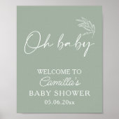 Oh Baby Sage Green Modern Baby Dusche Poster (Vorne)