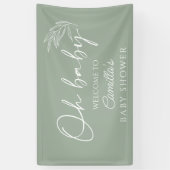 Oh Baby Sage Green Neutral Baby Dusche Willkommen Banner (Vertikal)