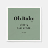 Oh Baby Sage Green Script Bold Modern Baby Dusche Serviette (Vorderseite)