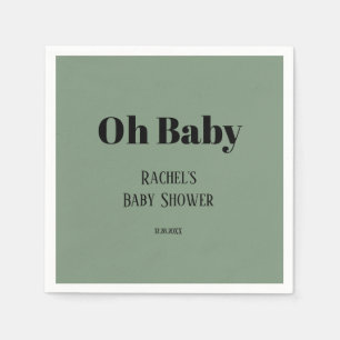 Oh Baby Sage Green Script Bold Modern Baby Dusche Serviette