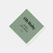 Oh Baby Sage Green Script Bold Modern Baby Dusche Serviette (Ecke)