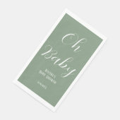 Oh Baby Sage Green Script Niedlich Moderne Babydus Serviette (Ecke)