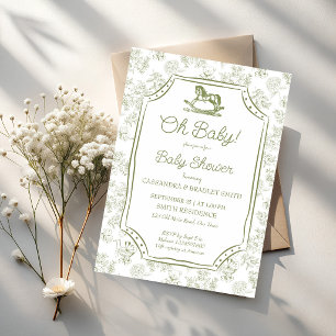 Oh Baby Sage-Grün Schaukelpferd Baby Shower Einladung