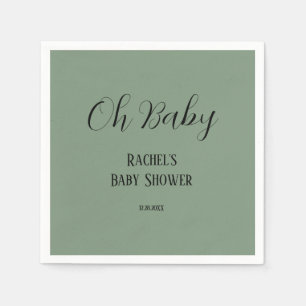 Oh Baby Salbeigrünes Skript Süße moderne Babyparty Serviette