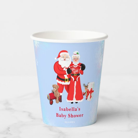 Oh Baby Santa & Mrs Claus Baby Dusche Pappbecher (Rückseite)