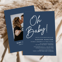 Oh Baby Schrift Navy Foto Baby Shower