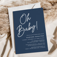 Oh Baby Schrift Navy Minimalistische Babyparty-Ein